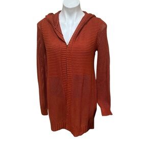 Marled Rust Hooded Cardigan